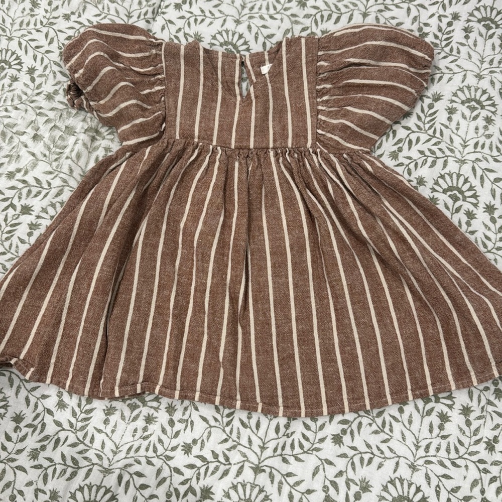 Rylee + Cru Brown Striped Kids Casual Dress